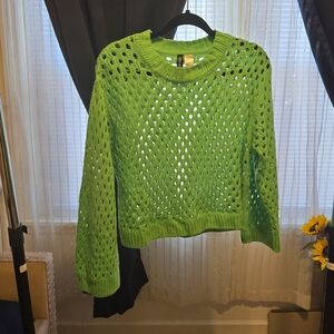 Divided Green Open-Knit Sweater